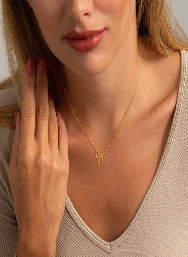 BAYLAY Bow Necklace for Women, 18K Gold Plated Bow Necklaces Dainty Gold Necklace for Women Trendy Gold Jewelry Gifts Womens Stocking Stuffers Easter Basket Essentials Stuffers Fillers - Image 4